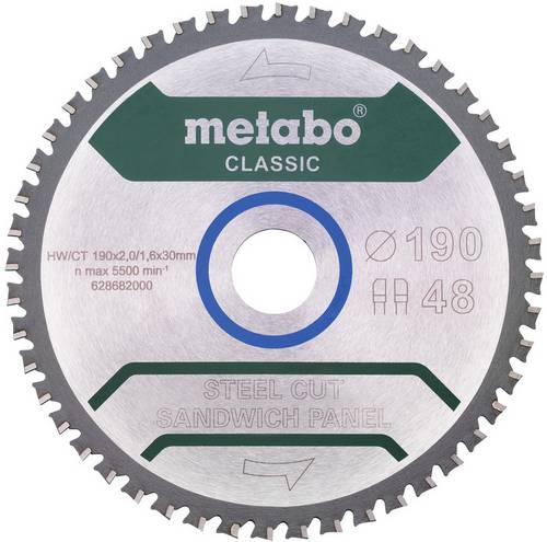 Metabo saw blade steel cut/sandwich panel D190x2/1,6xBohrung30mm Z48