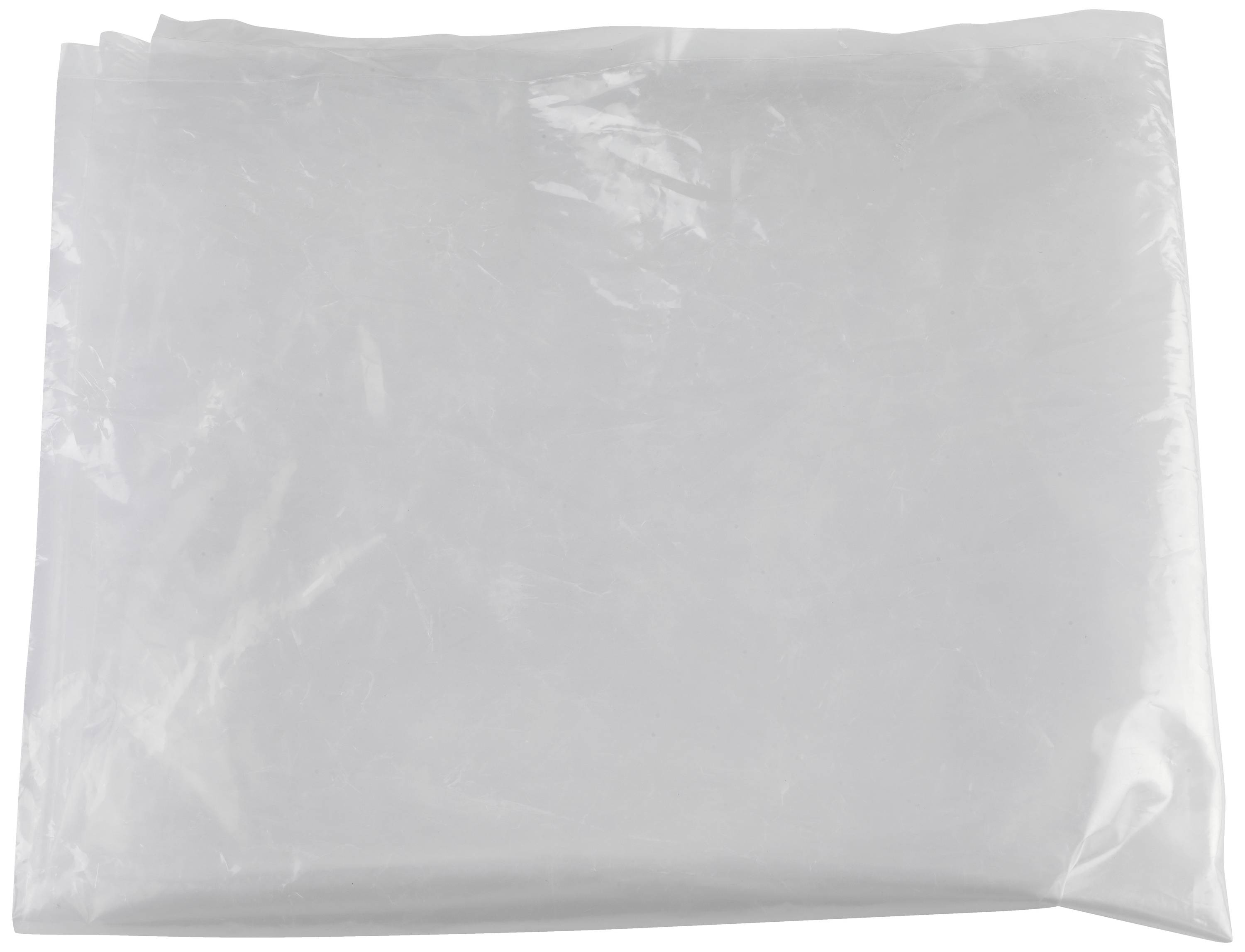 Ein gefaltetes, durchsichtiges Plastikblatt auf weißem Hintergrund.