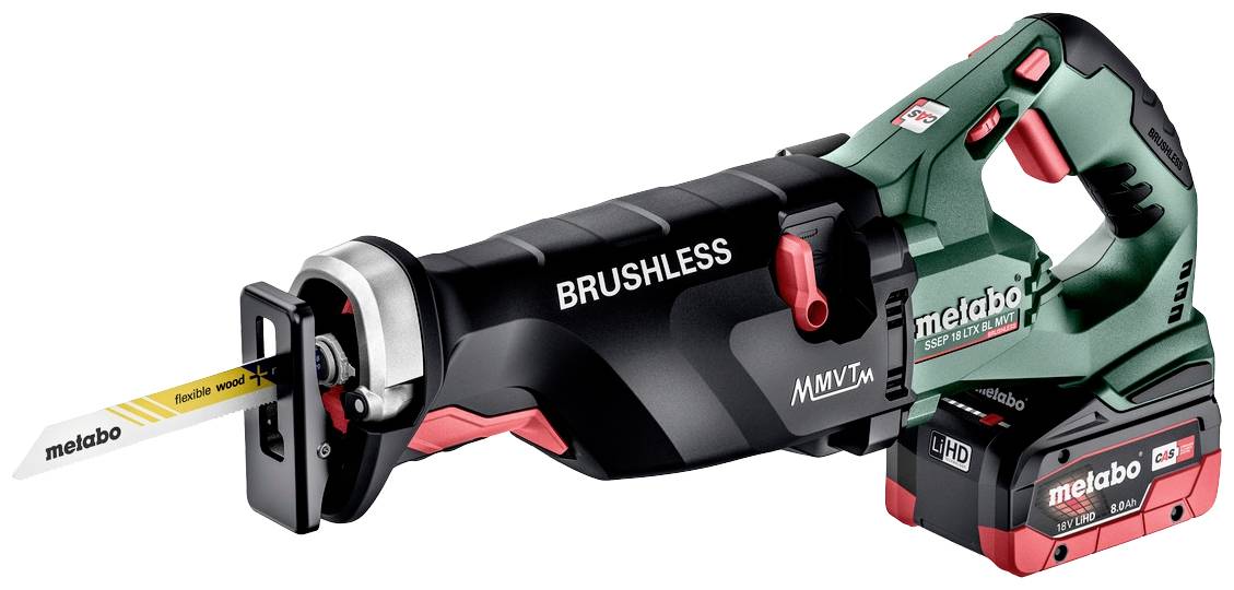 Metabo SSEP 18 LTX BL MVT Akku-Säbelsäge bürstenlos, inkl. 2. Akku, inkl. Koffer, inkl. Ladegerät 18 V