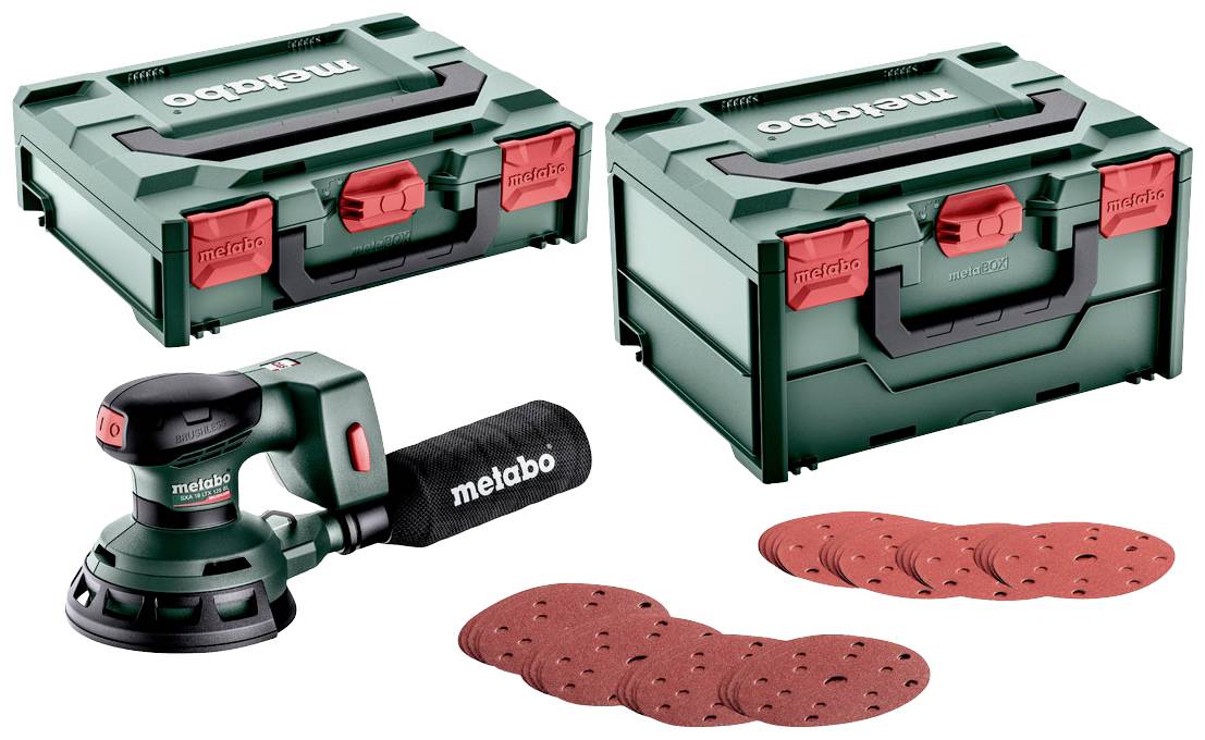 Metabo Set SXA 18 LTX 125 BL 691200000 Akku-Exzenterschleifer bürstenlos, inkl. Koffer, ohne Akku, ohne Ladegerät 18 V Ø 125 mm