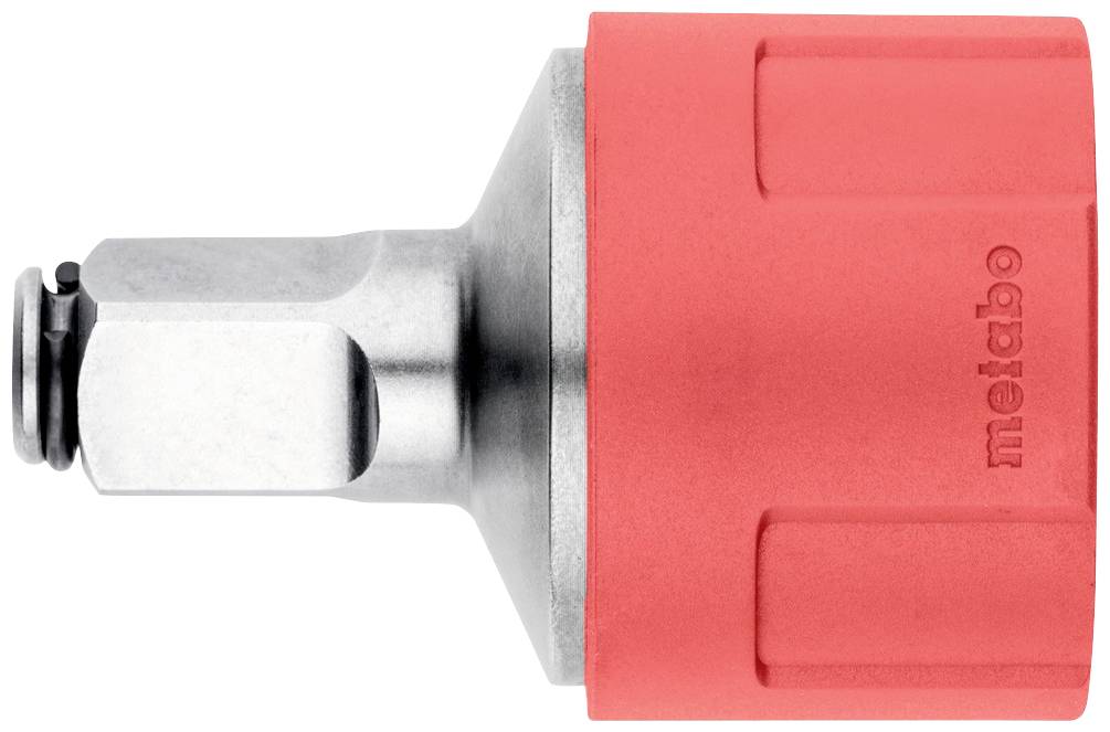 Ein Werkzeugaufsatz mit roter Umhüllung und Metalleinsatz, von Metabo.