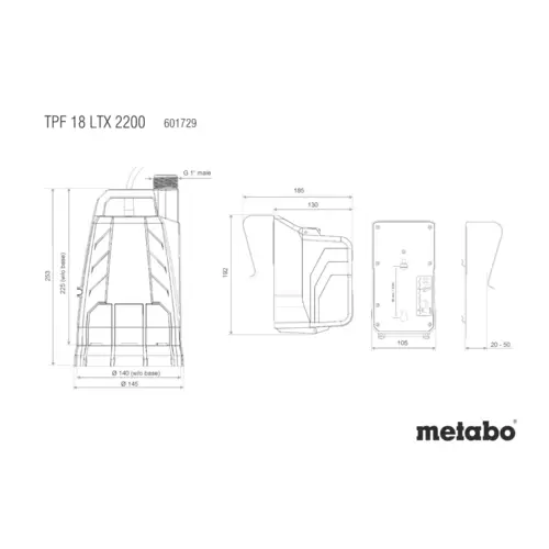 Metabo TPF 18 LTX 2200 601729850 Tauchpumpe 2200 l/h 22 m Metabo TPF 18 LTX 2200 601729850 Tauchpumpe 2200 l/h 22 m