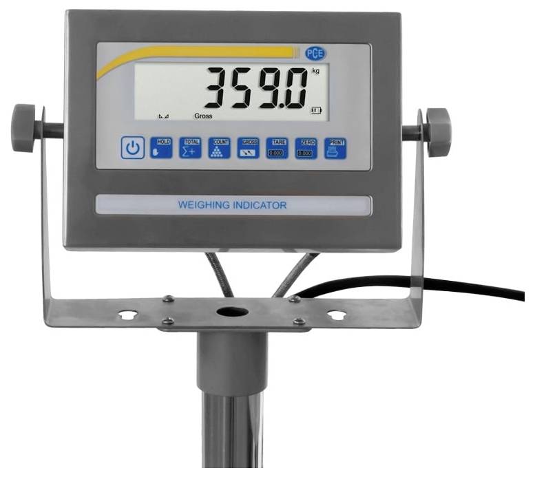 Digitales Wägeanzeiger mit einer Anzeige von 359,0 kg auf einem montierten Industriewaagen-Display.