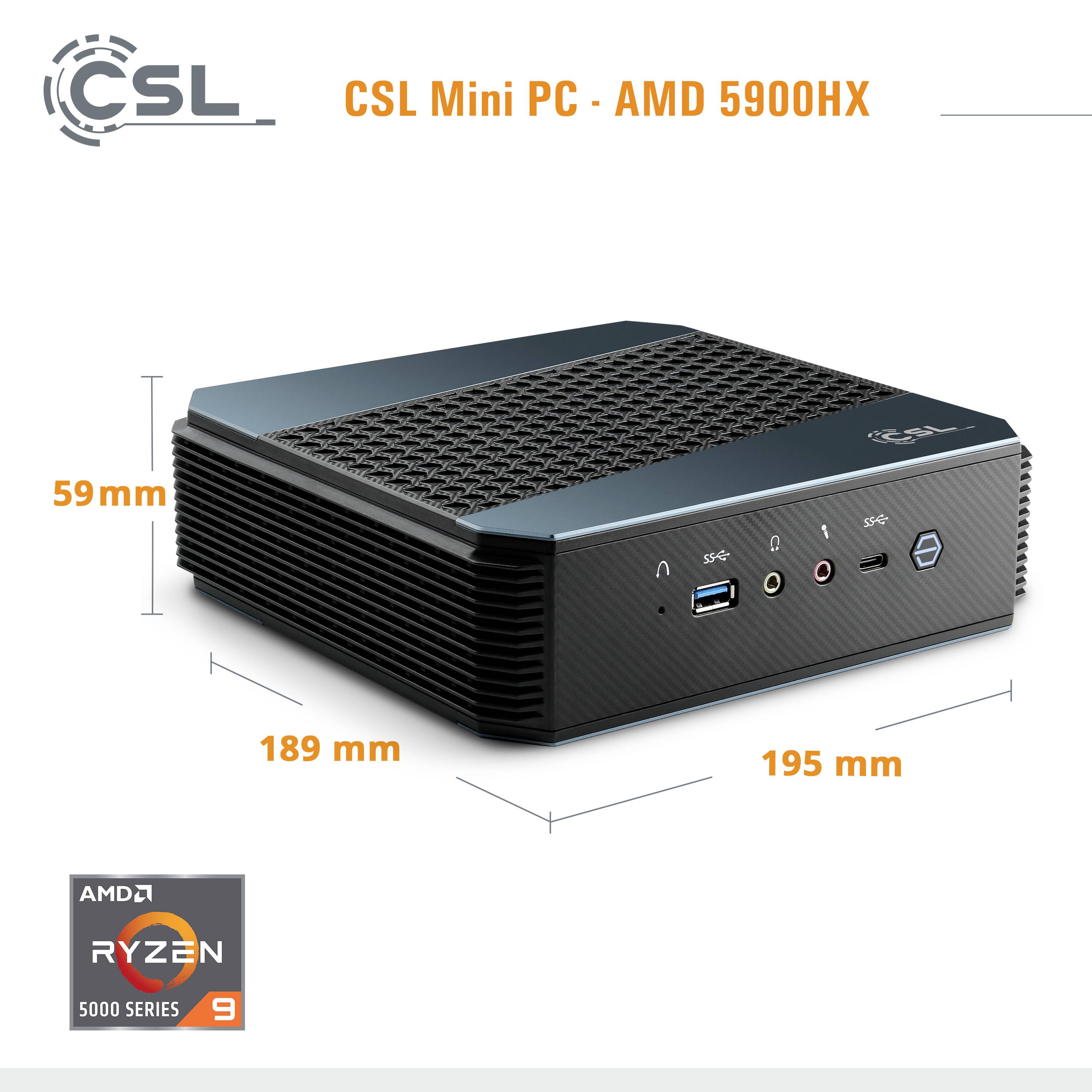 CSL Computer Mini PC CSL AMD 5900HX / 32GB / 2000 GB M.2 SSD / Windows 11 Home () AMD Ryzen 9 5900H