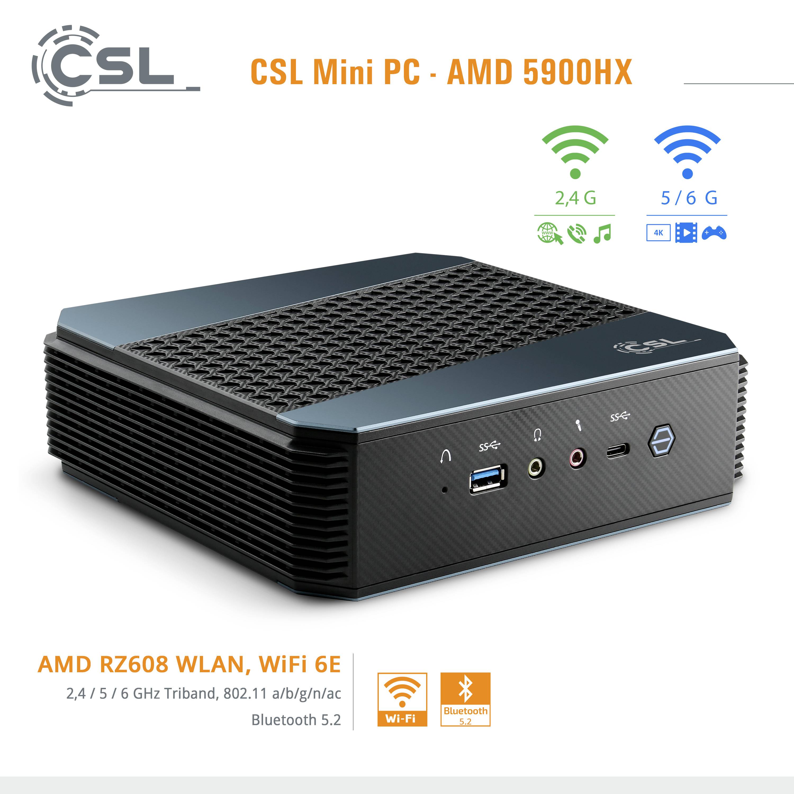 CSL Computer Mini PC CSL AMD 5900HX / 32GB / 2000 GB M.2 SSD / Windows 11 Home () AMD Ryzen 9 5900H