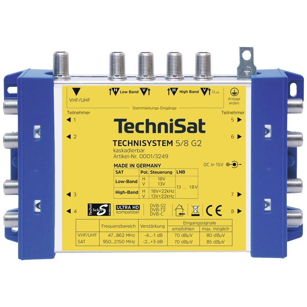 TechniSat Technisystem 5/8 G2, DC-NT SAT Multischalter Eingänge (Multischalter): 5 (4 SAT/1 terrest TechniSat Technisystem 5/8 G2, DC-NT SAT Multischalter Eingänge (Multischalter): 5 (4 SAT/1 terrest
