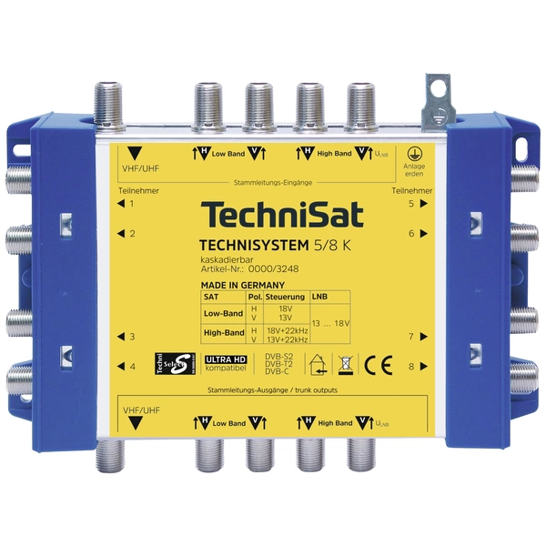 TechniSat Technisystem 5/8 K, Kaskade SAT Multischalter Kaskade Eingänge (Multischalter): 5 (4 SAT/ TechniSat Technisystem 5/8 K, Kaskade SAT Multischalter Kaskade Eingänge (Multischalter): 5 (4 SAT/