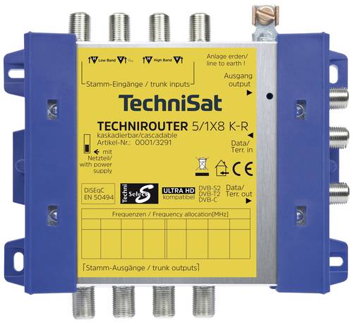 TechniSat Technirouter 5/1x8 K-R SAT Multischalter Eingänge (Multischalter): 5 (4 SAT/1 terrestrisc