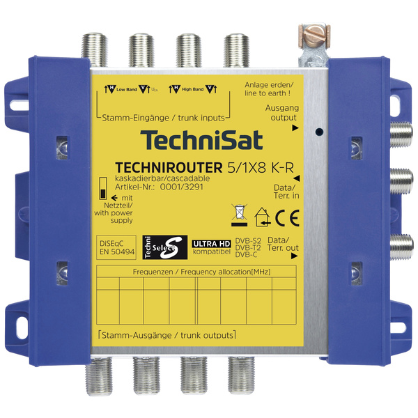 TechniSat Technirouter 5/1x8 K-R SAT Multischalter Eingänge (Multischalter): 5 (4 SAT/1 terrestrisc