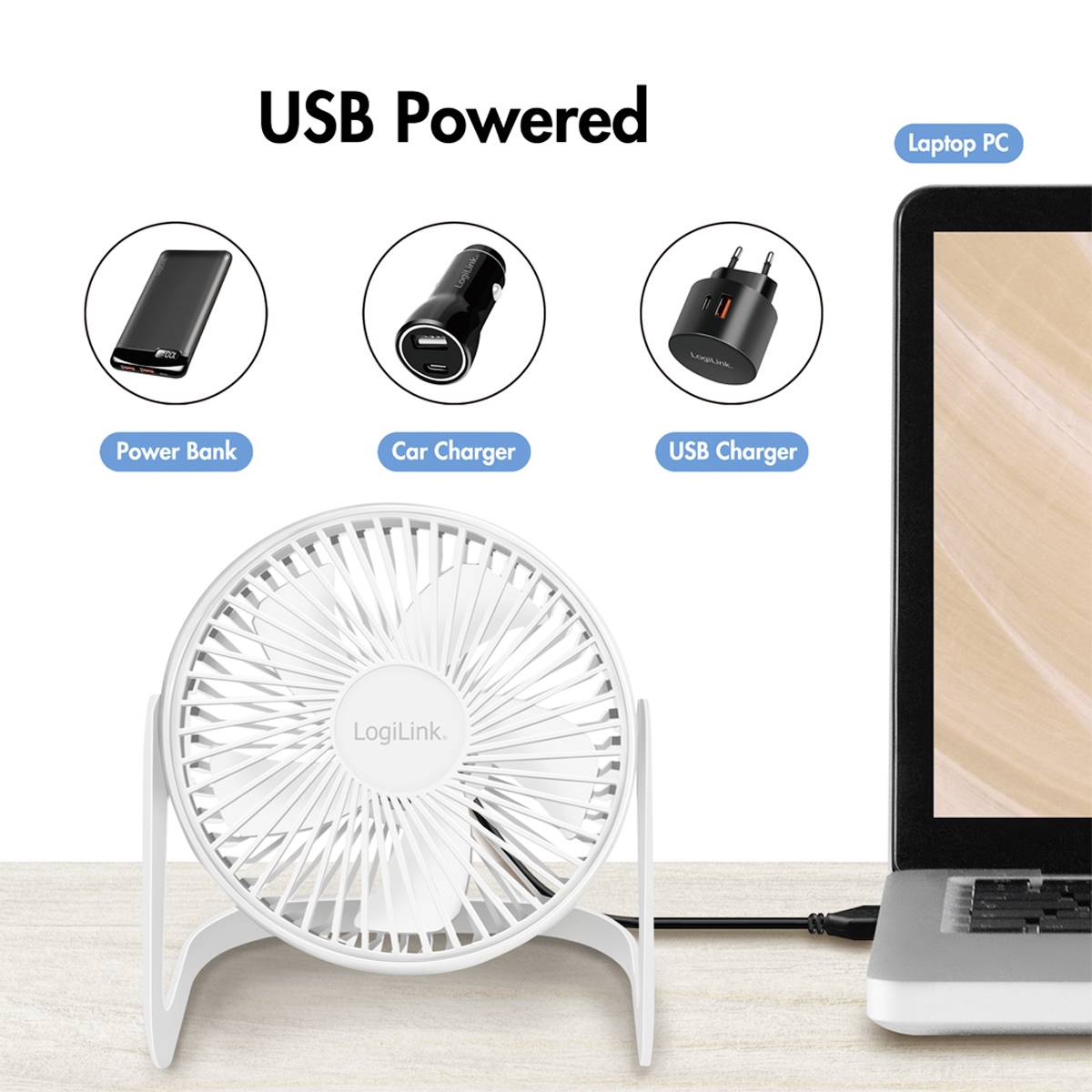 LogiLink UA0403 USB-Ventilator (B x H x T) 180 x 126 x 195 mm