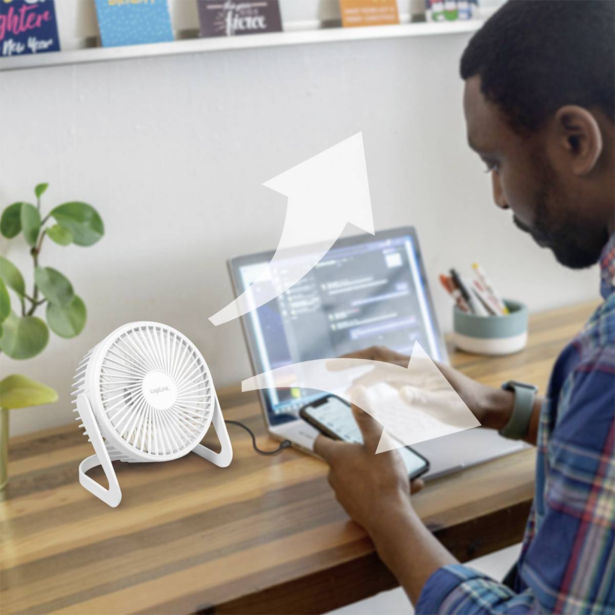 LogiLink USB-Schreibtischventilator, 15,24 cm, 40 dB, weiß