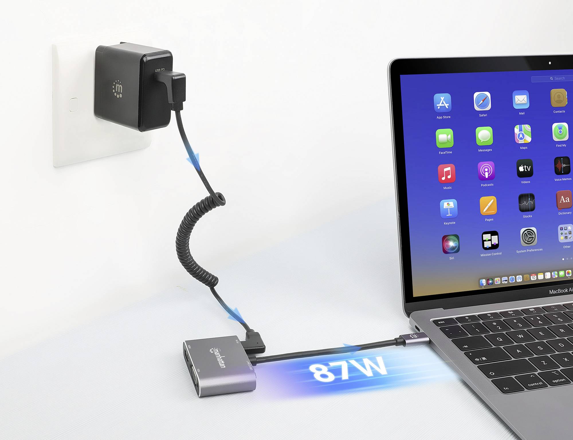 Manhattan USB-C® Dockingstation USB-C to HDMI &amp; VGA 4-in-1 Docking-Konverter Passend für Marke Dockingstations: Universal USB-C® Power Delivery