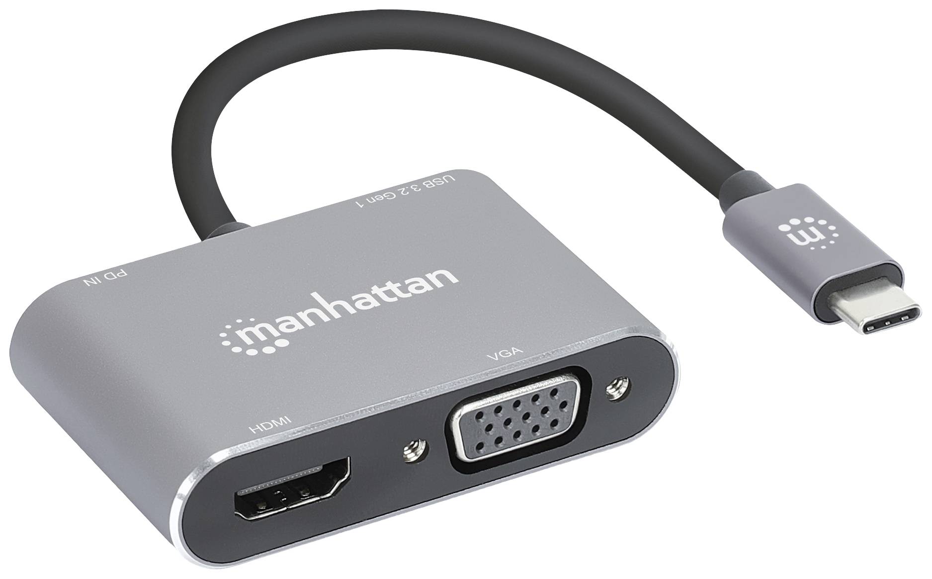 Manhattan USB-C® Dockingstation USB-C to HDMI & VGA 4-in-1 Docking-Konverter Passend für Marke Dockingstations: Universal USB-C® Power Delivery