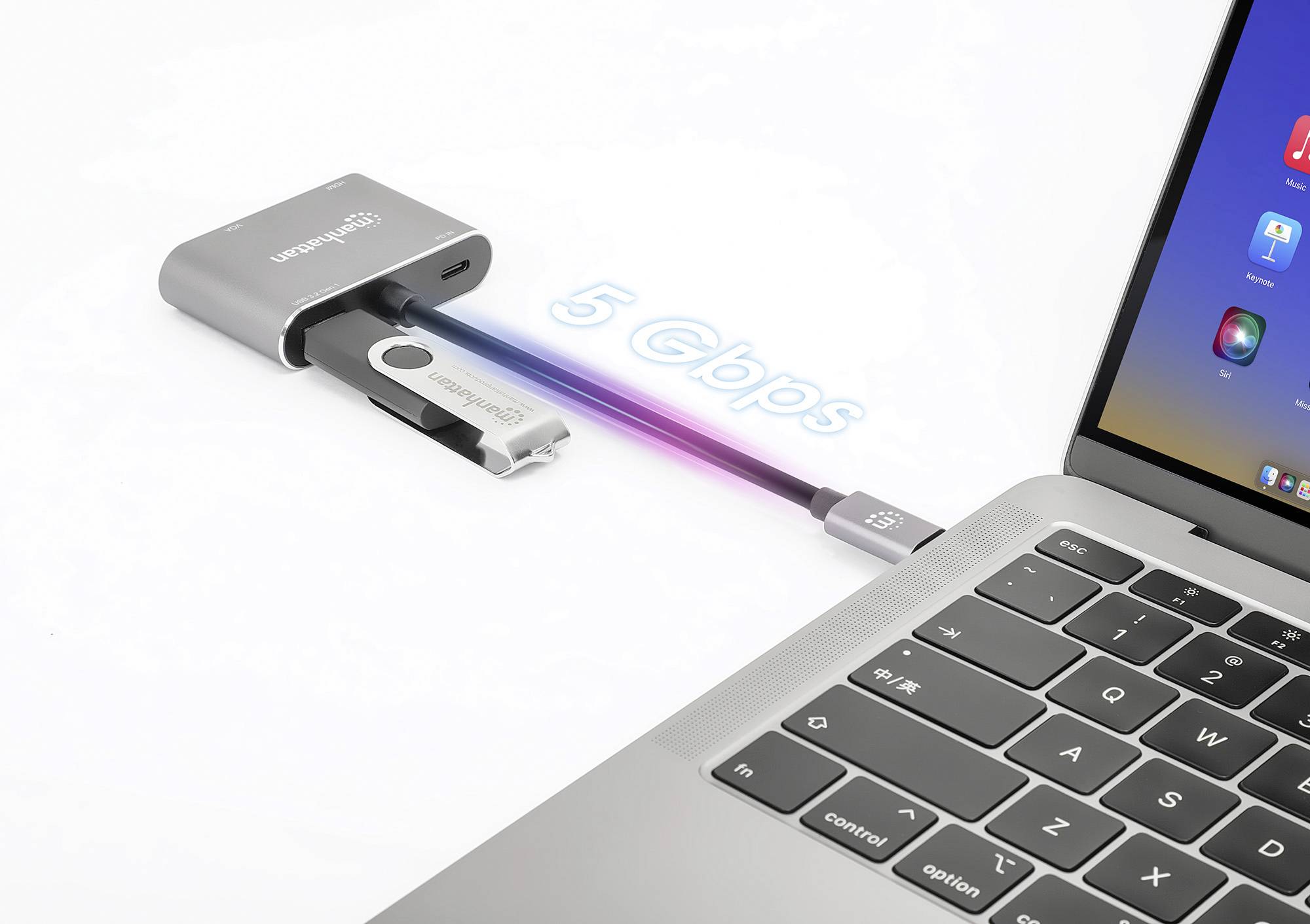 Manhattan USB-C® Dockingstation USB-C to HDMI &amp; VGA 4-in-1 Docking-Konverter Passend für Marke Dockingstations: Universal USB-C® Power Delivery