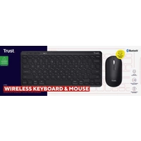 Trust Lyra WL Bluetooth®, Funk Tastatur, Maus-Set Wiederaufladbar, Geräuscharme Tasten, Spritzwassergeschützt, Multimediatasten Trust Lyra WL Bluetooth®, Funk Tastatur, Maus-Set Wiederaufladbar, Geräuscharme Tasten, Spritzwassergeschützt, Multimediatasten