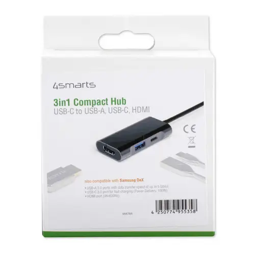4Smarts 3in1 Kompakt Hub USB 3.0-Hub Grau 4Smarts 3in1 Kompakt Hub USB 3.0-Hub Grau