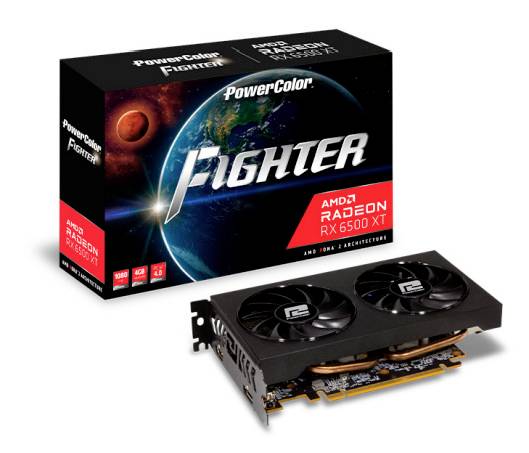 Powercolor Grafikkarte AMD Radeon RX 6500 XT Fighter 4GB GDDR6-RAM PCIe HDMI®, DisplayPort Übertaktet / Overclocked