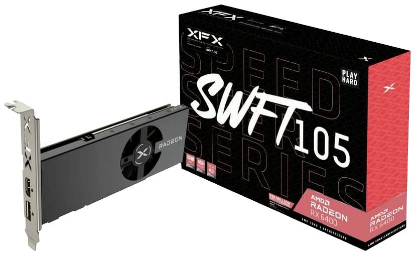 XFX Grafikkarte AMD Radeon RX 6400 SWFT105 Gaming 4GB GDDR6-RAM PCIe HDMI®, DisplayPort Low Profile, AMD FreeSync