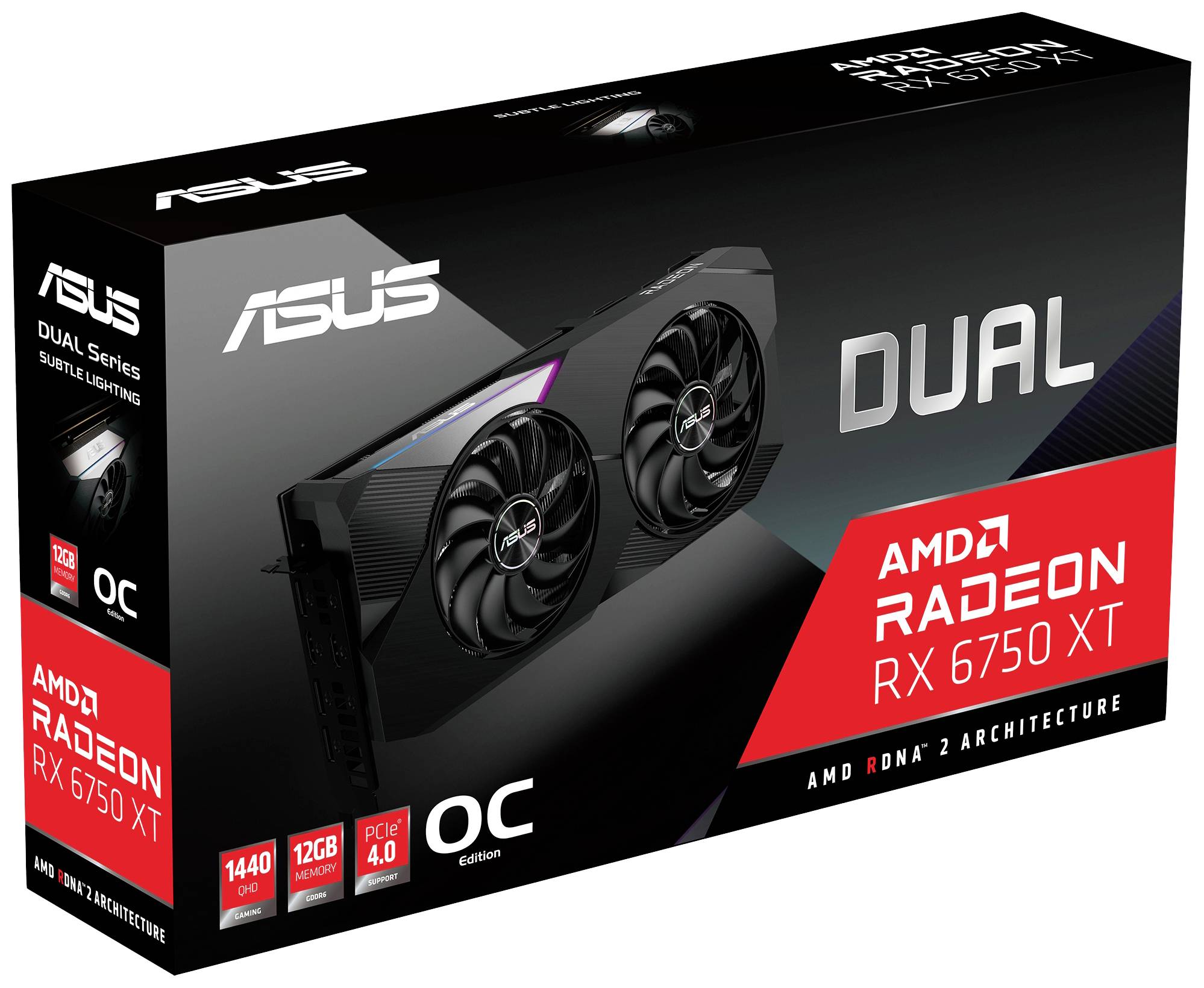 Asus Grafikkarte AMD Radeon RX 6750 XT Dual Overclocked 12GB GDDR6-RAM PCIe HDMI®, DisplayPort