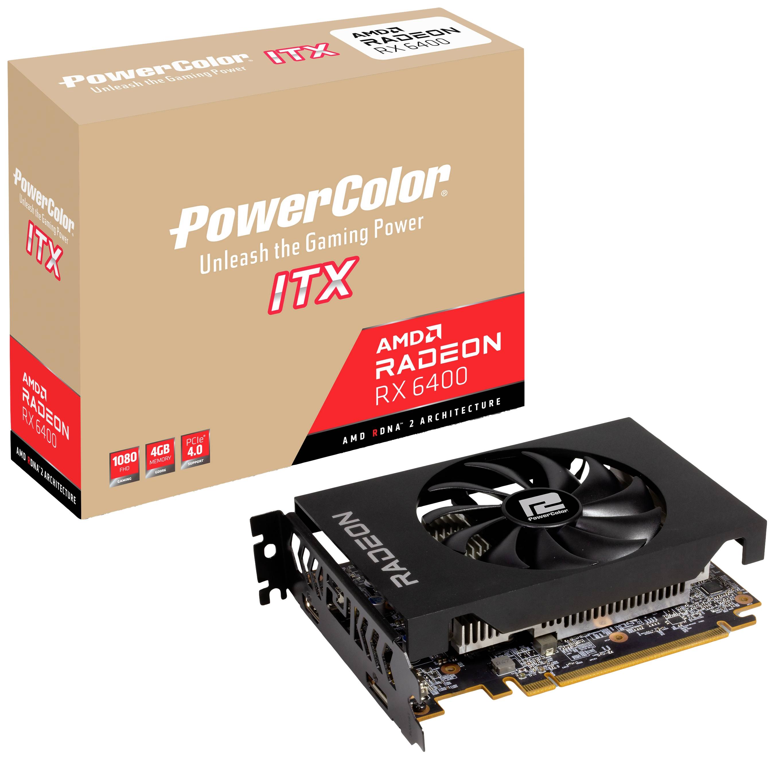 Powercolor Grafikkarte AMD Radeon RX 6400 ITX 4 GB GDDR6-RAM PCIe HDMI®, DisplayPort Low Profile