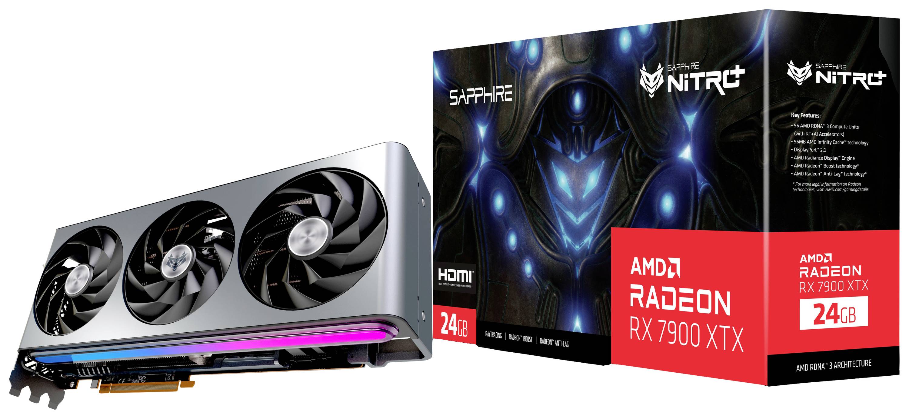 Sapphire Grafikkarte AMD Radeon RX 7900 XTX Nitro+ 24 GB GDDR6-RAM PCIe HDMI®, DisplayPort Übertaktet / Overclocked