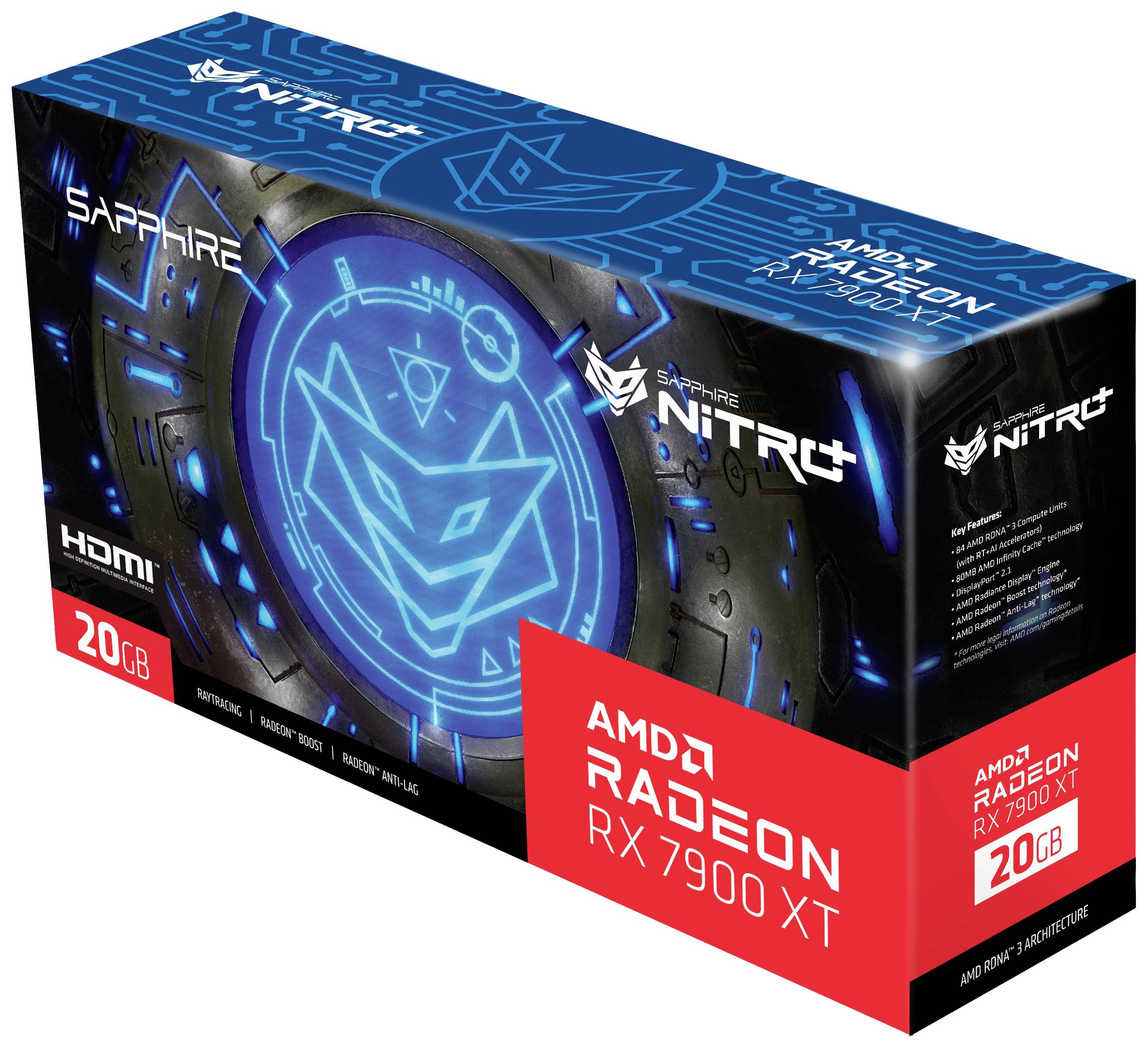 Sapphire Grafikkarte AMD Radeon RX 7900 XT Gaming Overclocked 20 GB GDDR6-RAM PCIe HDMI®, DisplayPort Übertaktet / Overclocked