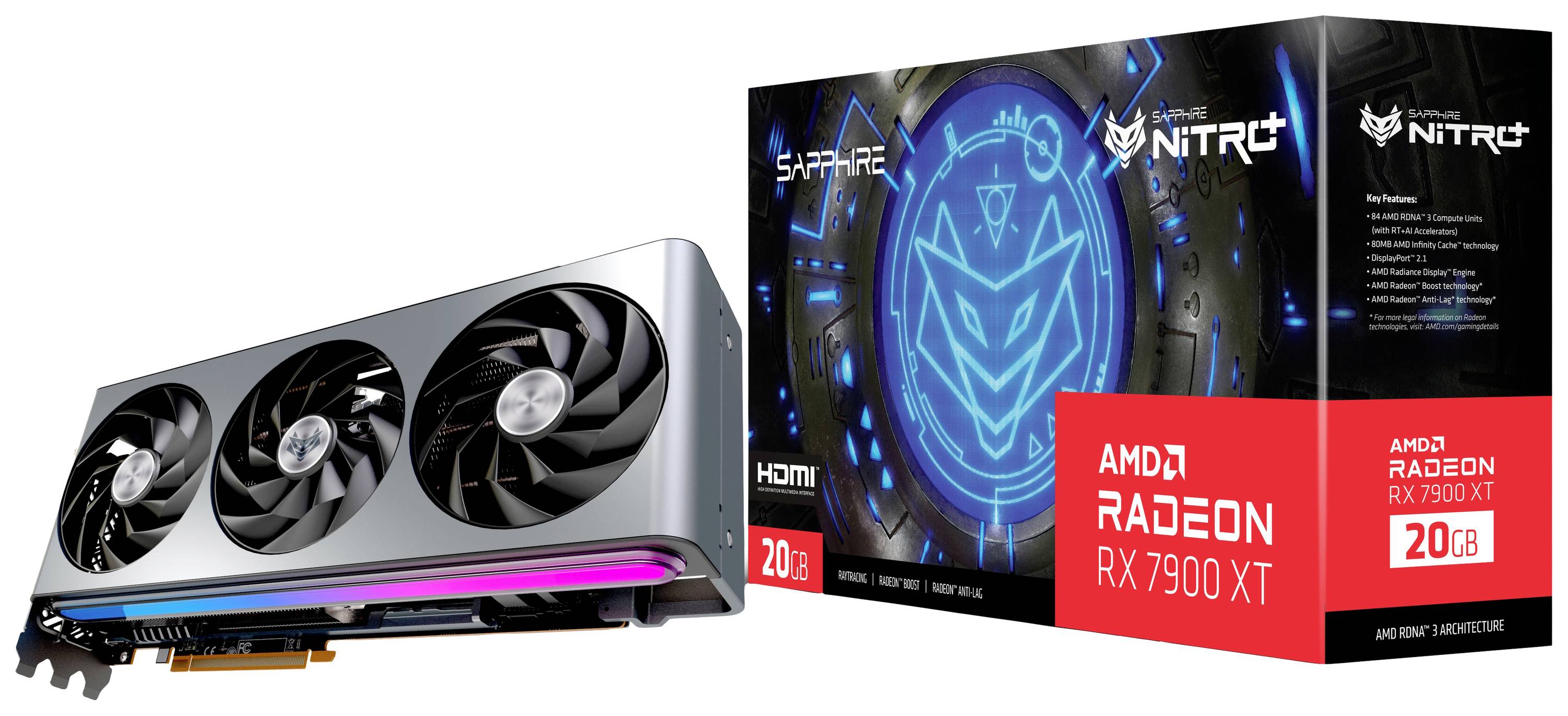 Sapphire Grafikkarte AMD Radeon RX 7900 XT Gaming Overclocked 20 GB GDDR6-RAM PCIe HDMI®, DisplayPort Übertaktet / Overclocked