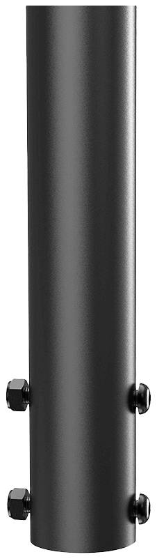 Ein schwarzes, zylindrisches Metallrohr mit drei seitlichen Schrauben zur Befestigung, vertikal ausgerichtet.