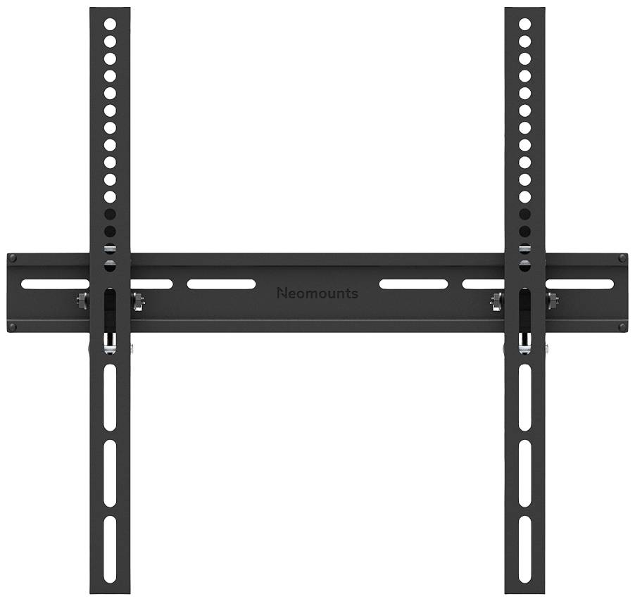 Schwarze TV-Wandhalterung mit verstellbaren Armen und mehreren Befestigungslöchern, geeignet zur sicheren Anbringung von Flachbildfernsehern.