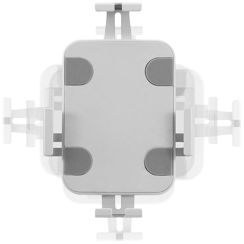 Ein verstellbarer, multifunktionaler Tablet-Halter zeigt verschiedene Rotationsmöglichkeiten für bessere Ansichtseinstellungen.