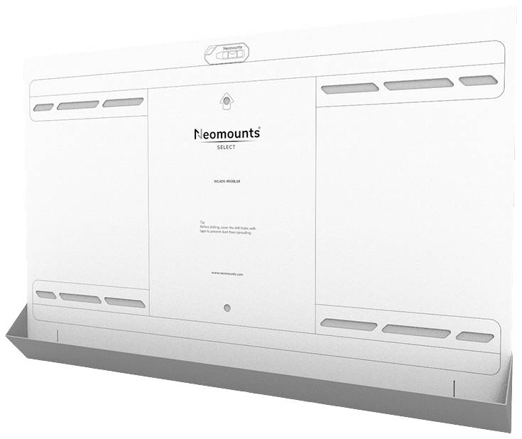 Eine TV-Wandhalterung von Neomounts, Modell SELECT. Sie ist flach und breites Design, geeignet für großformatige Bildschirme.