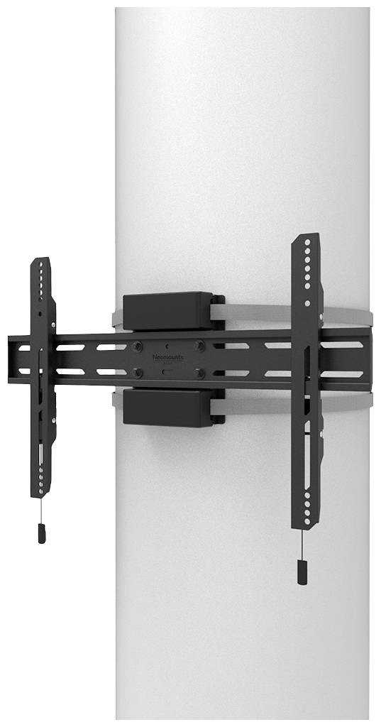 Wandhalterung für Flachbildschirm an einer runden Säule montiert. Die Halterung ist verstellbar und aus dunklem Metall.