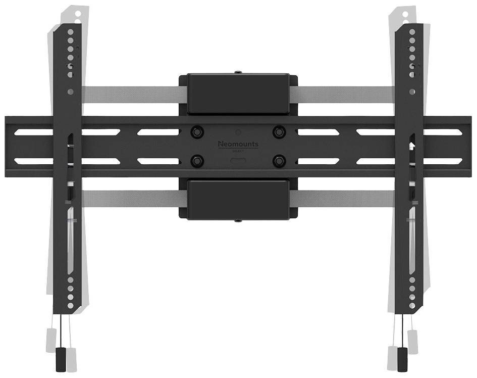 Wandhalterung für Fernseher, schwarz, mit zwei verstellbaren Armen und Montageschienen, geeignet für verschiedene Bildschirmgrößen.