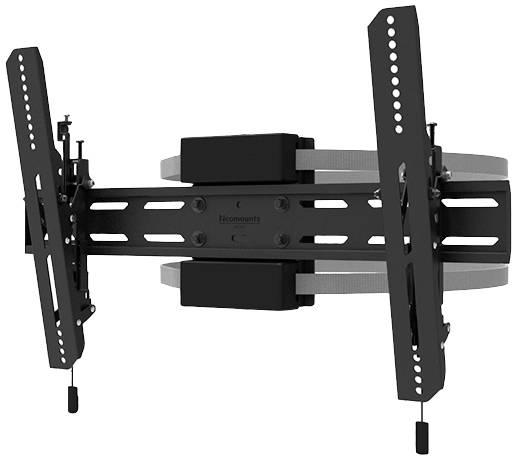 Wandhalterung für Fernseher, schwarz, mit verstellbaren Armen und Neigung, geeignet für verschiedene Bildschirmgrößen.