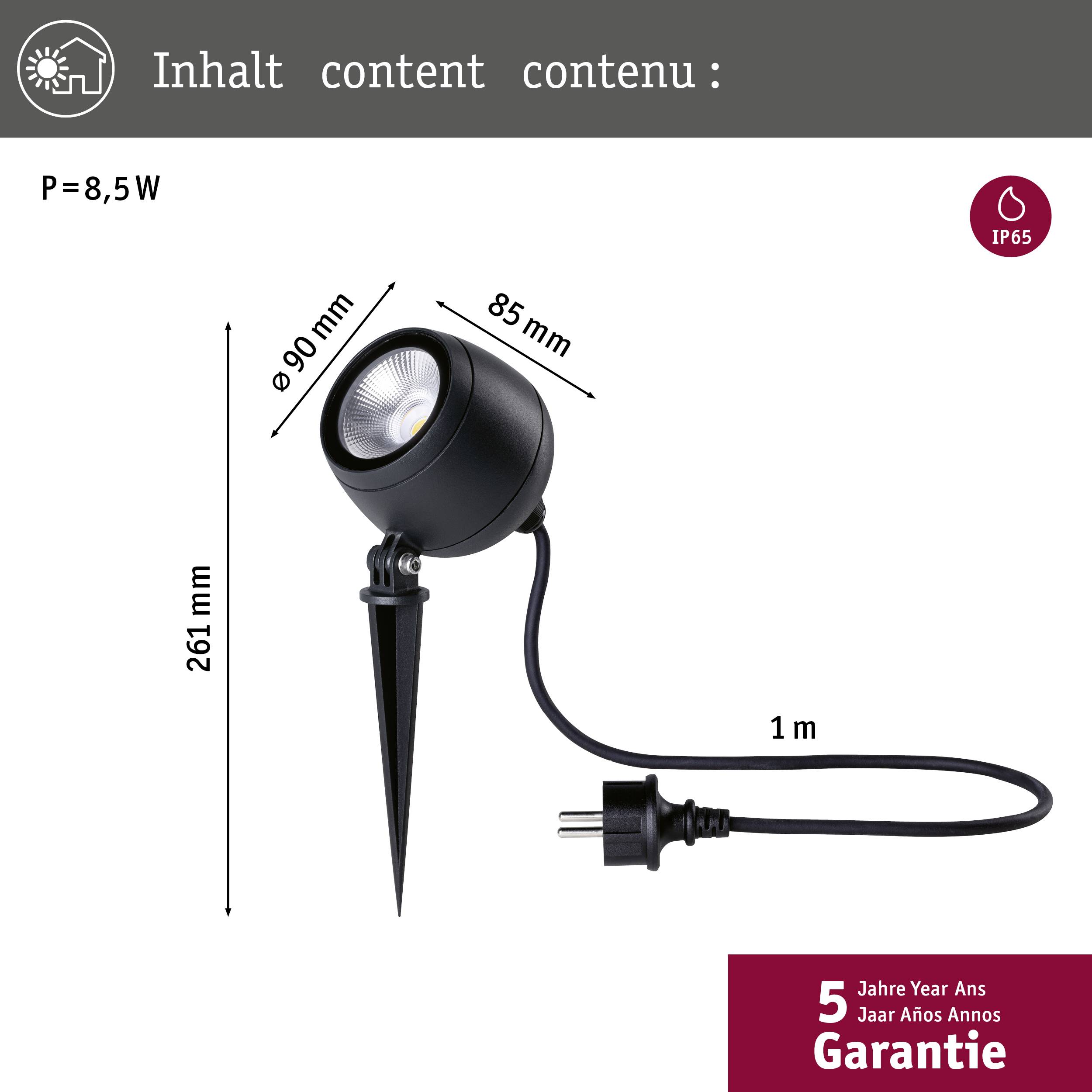 Paulmann 94776 LED-Gartenstrahler LED 8W Anthrazit