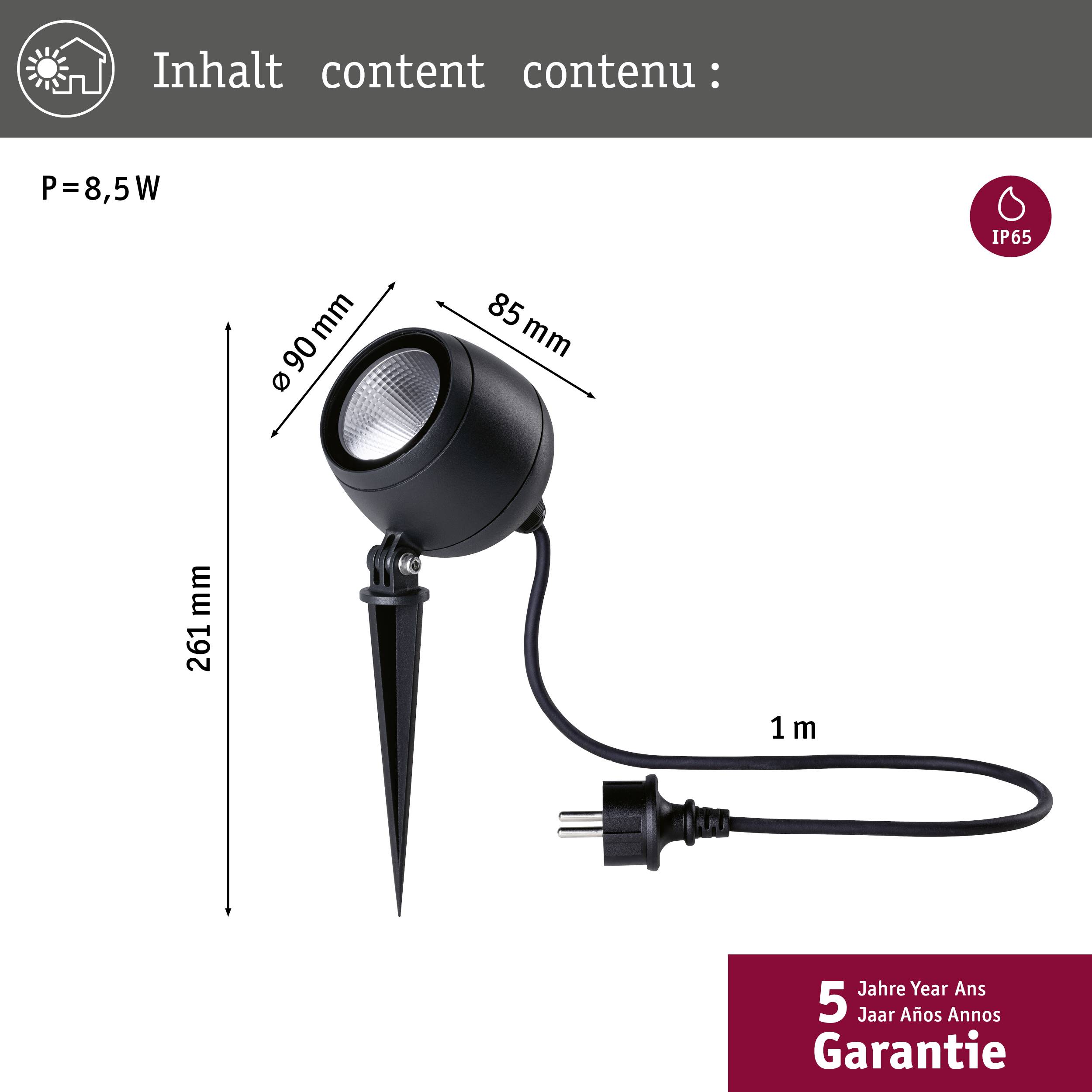 Paulmann 94777 LED-Gartenstrahler LED 8W Anthrazit