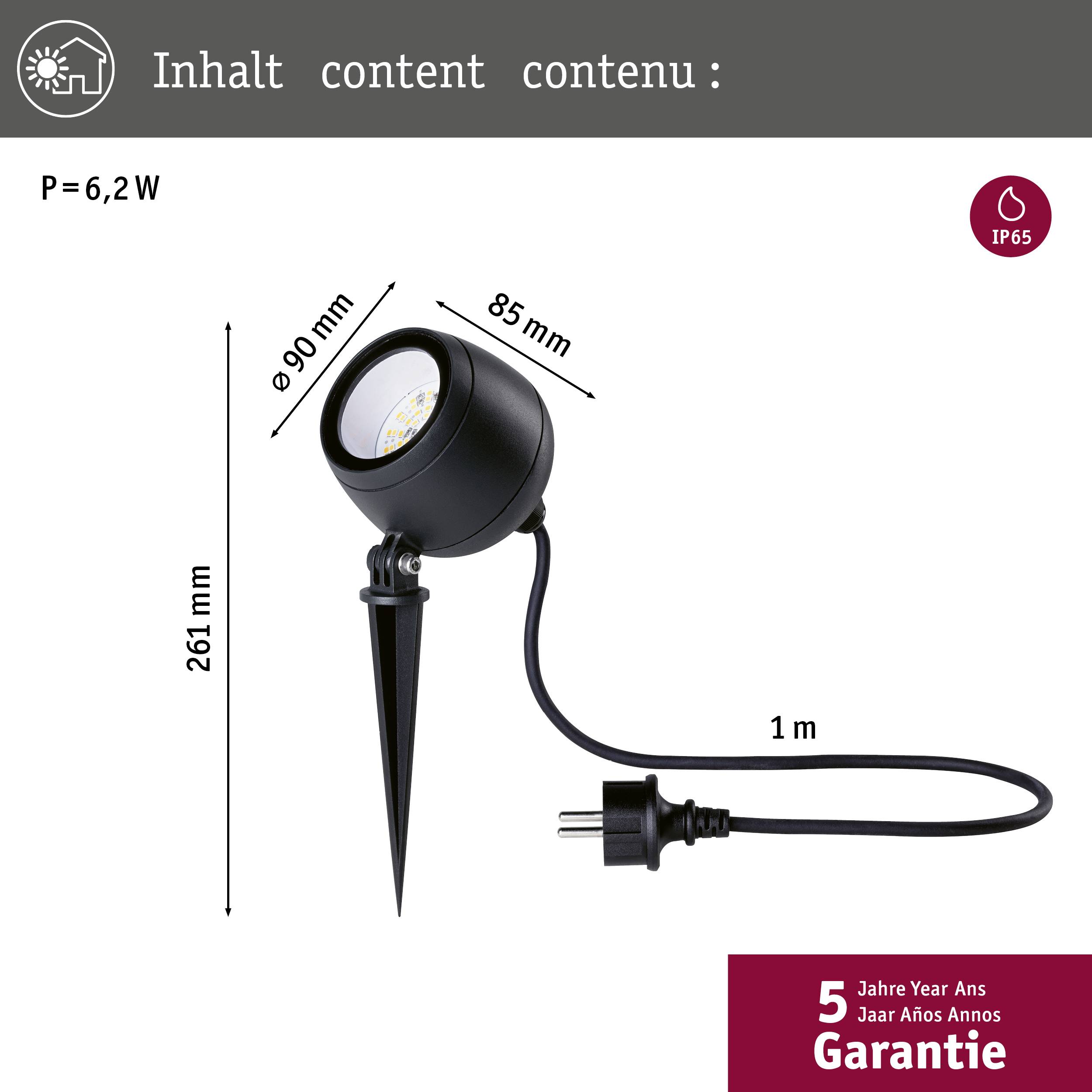 Paulmann 94770 LED-Gartenstrahler LED 6.2W Anthrazit