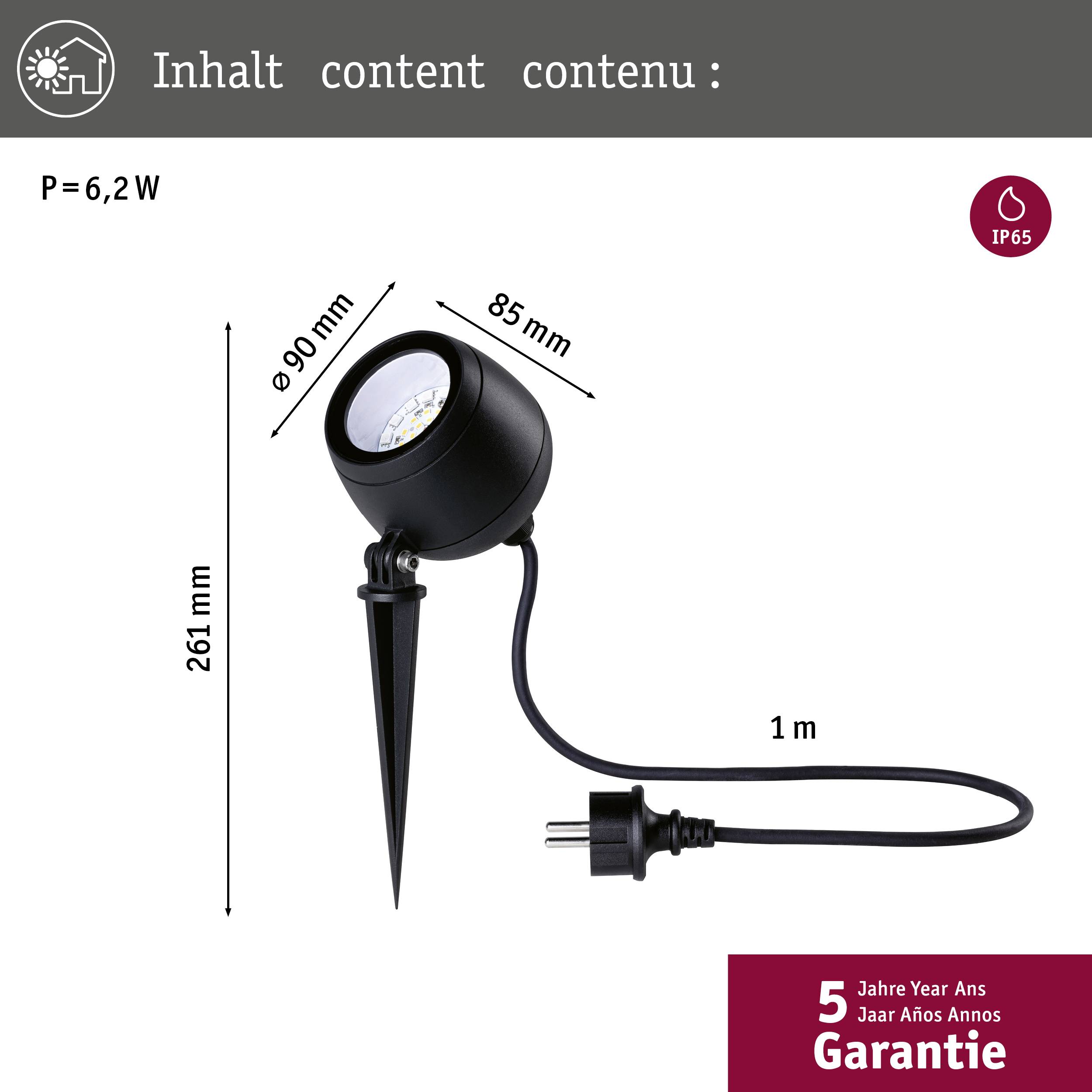 Paulmann 94771 POEV 160/12KAD LED-Gartenstrahler LED 6.2W Anthrazit
