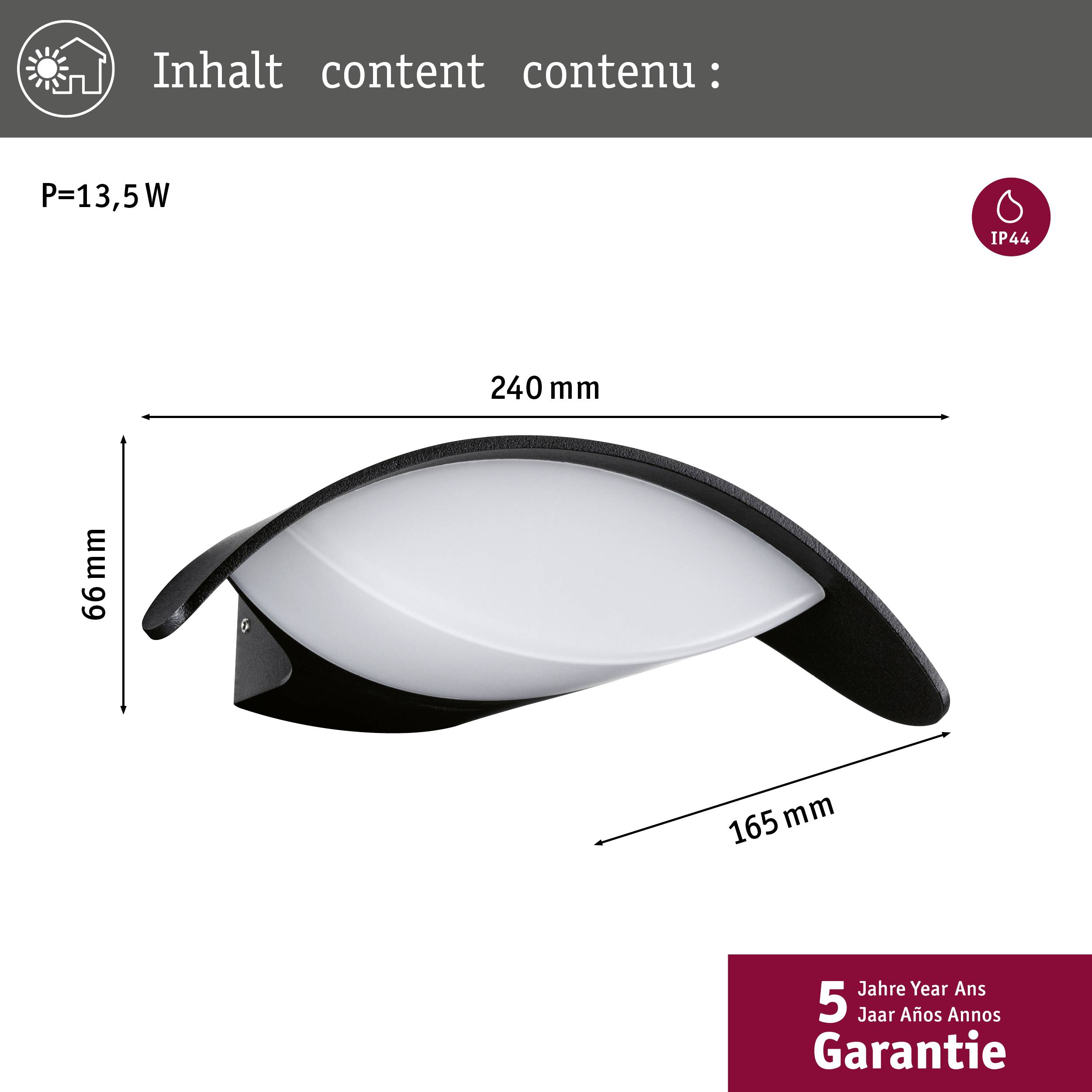 Paulmann 94765 LED-Außenwandleuchte 12W Anthrazit
