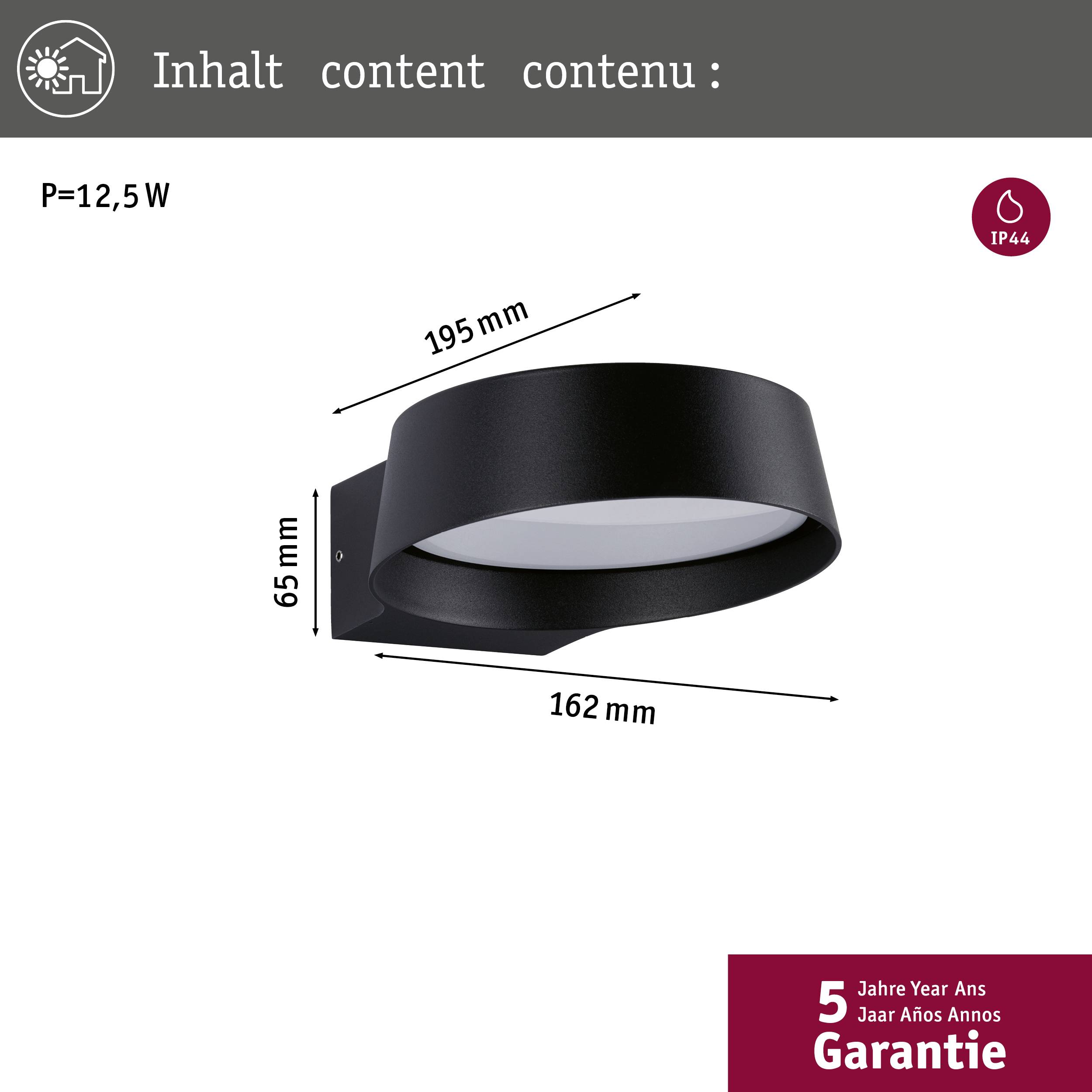 Paulmann 94789 LED-Außenwandleuchte LED 11.5W Anthrazit