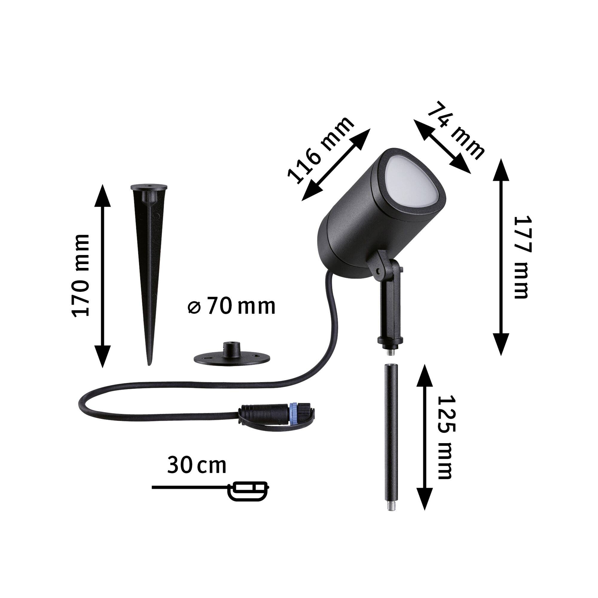 Paulmann 94849 Beleuchtungssystem Plug & Shine LED-Gartenstrahler LED 6.5W RGBW Anthrazit