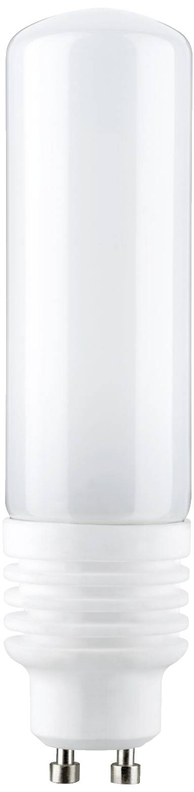 Energiesparlampe mit GU10-Sockel, weißes, zylindrisches Design.