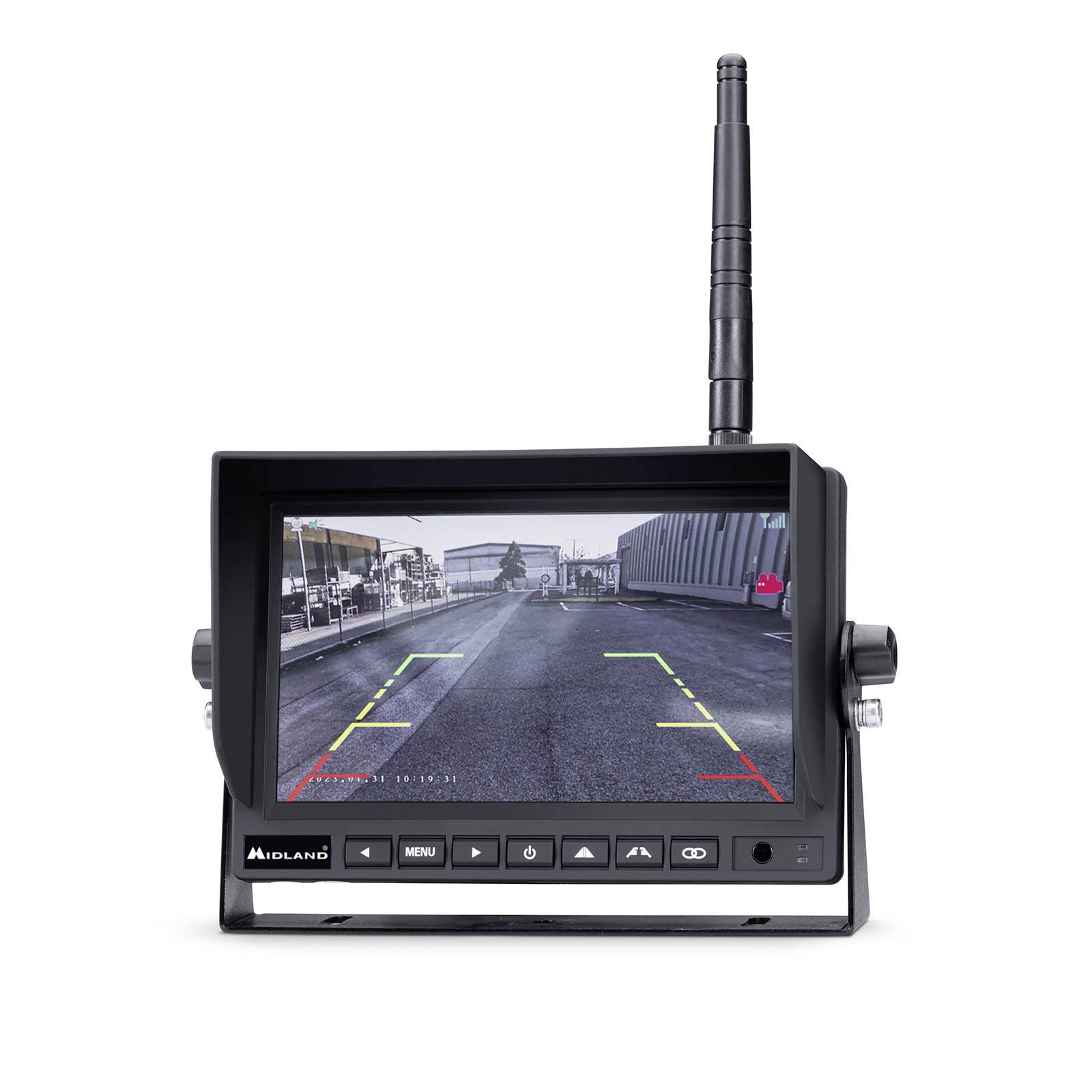 Midland Truck Guardian PRO Funk-Rückfahrvideosystem 4 Kamera-Eingänge, Abstandshilfslinien, IR-Zusatzlicht, integriertes Mikrofon