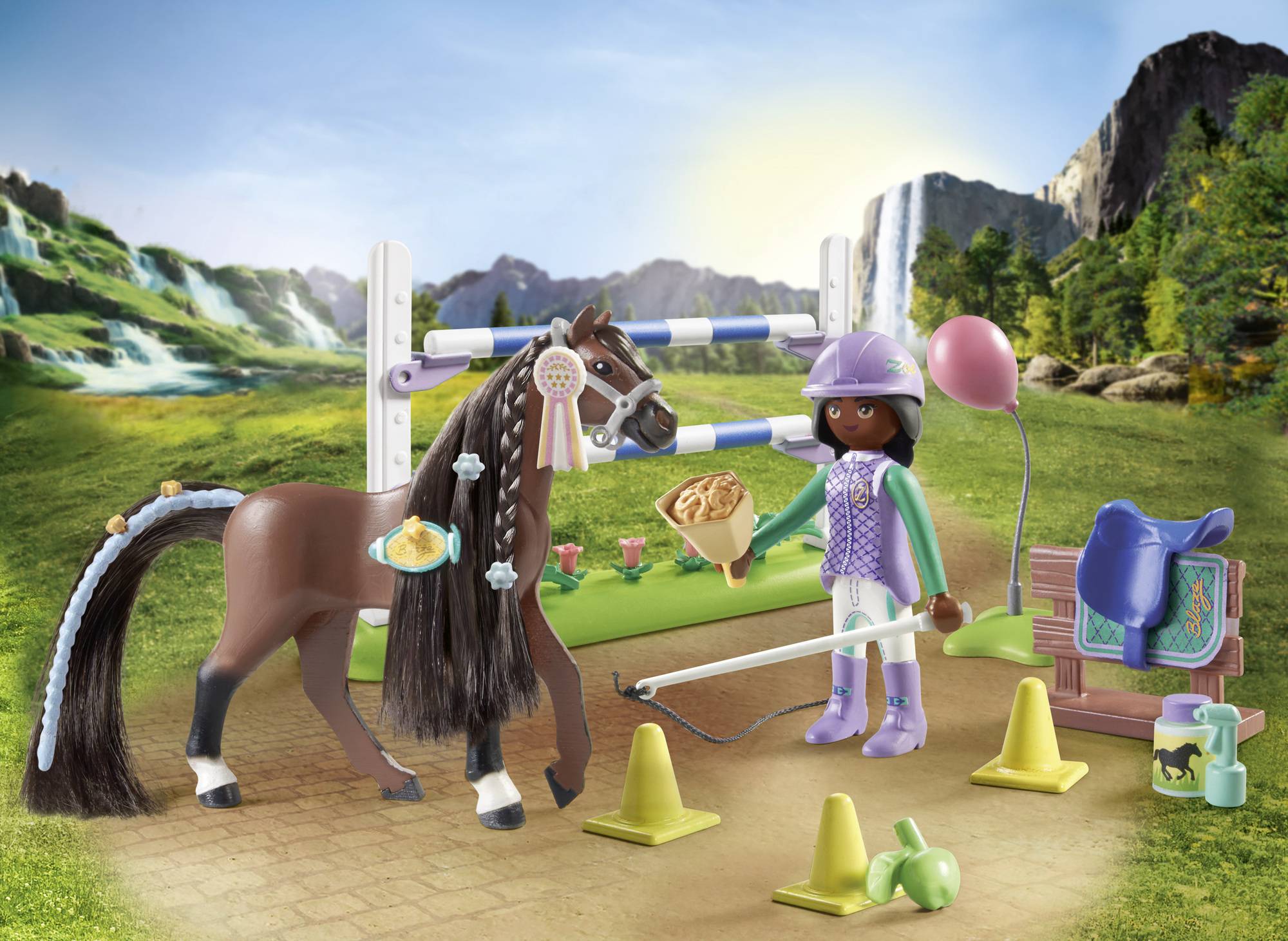 Playmobil® Horses of Waterfall Zoe & Blaze mit Turnierparcours 71355