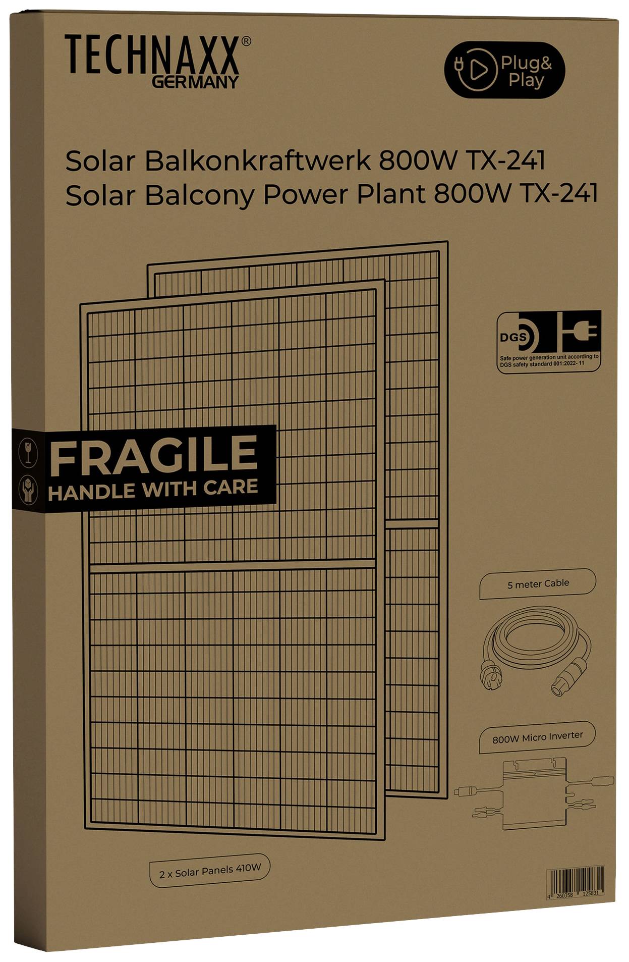 Technaxx TX-241 5064 Solar-Set 410 Wp inkl. Laderegler, inkl. Anschlusskabel, inkl. Wechselrichter, inkl. Spannungswandler