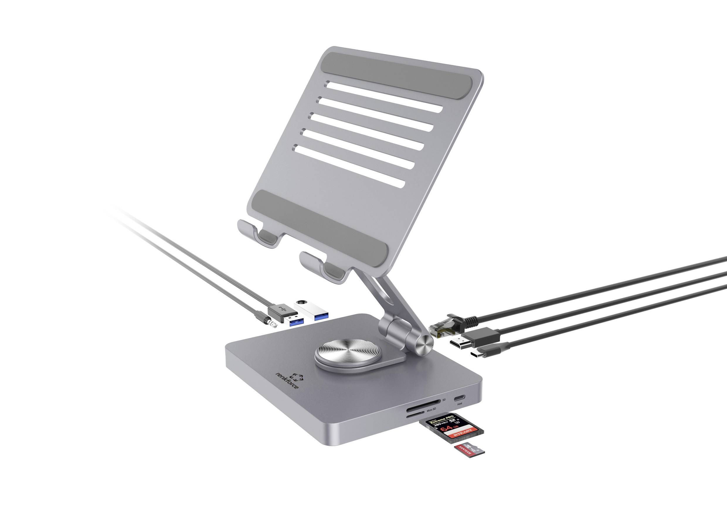 Renkforce USB-C® Dockingstation RF-TD9in1-001 Passend für Marke Dockingstations: Universal integrierte Halterung