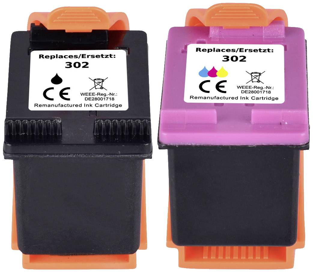 Renkforce Druckerpatrone ersetzt HP 302, X4D37AE, F6U66AE, F6U65AE Kompatibel Kombi-Pack Schwarz, Cyan, Magenta, Gelb RF-5628788