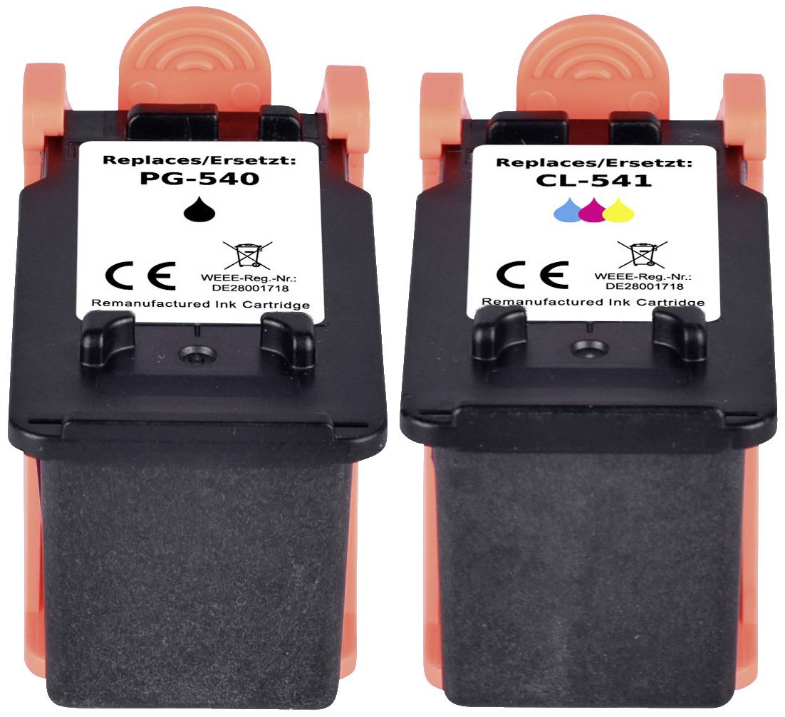 Renkforce Druckerpatrone ersetzt Canon PG-540, CL-541 Kompatibel Kombi-Pack Schwarz, Cyan, Magenta, Gelb RF-5628790