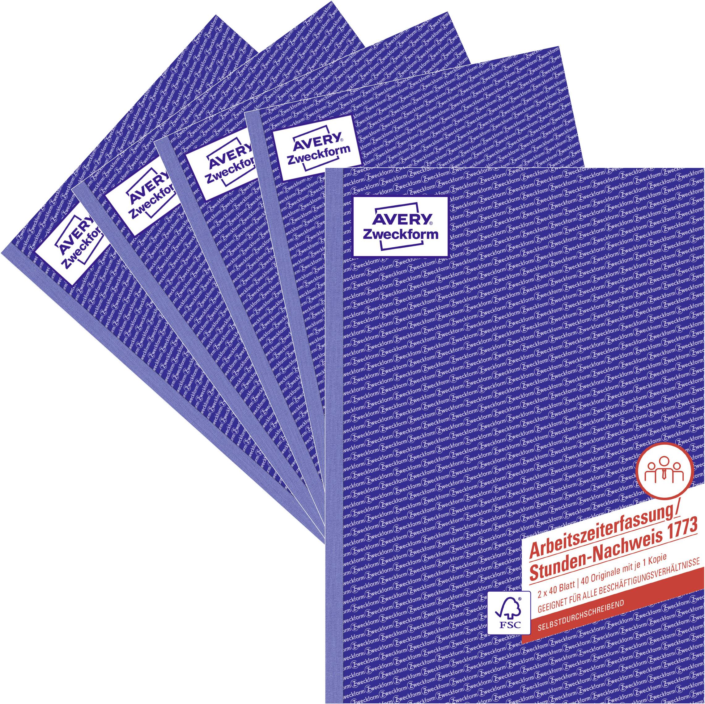 Avery-Zweckform Stundennachweis Formular 1773-5 DIN A4