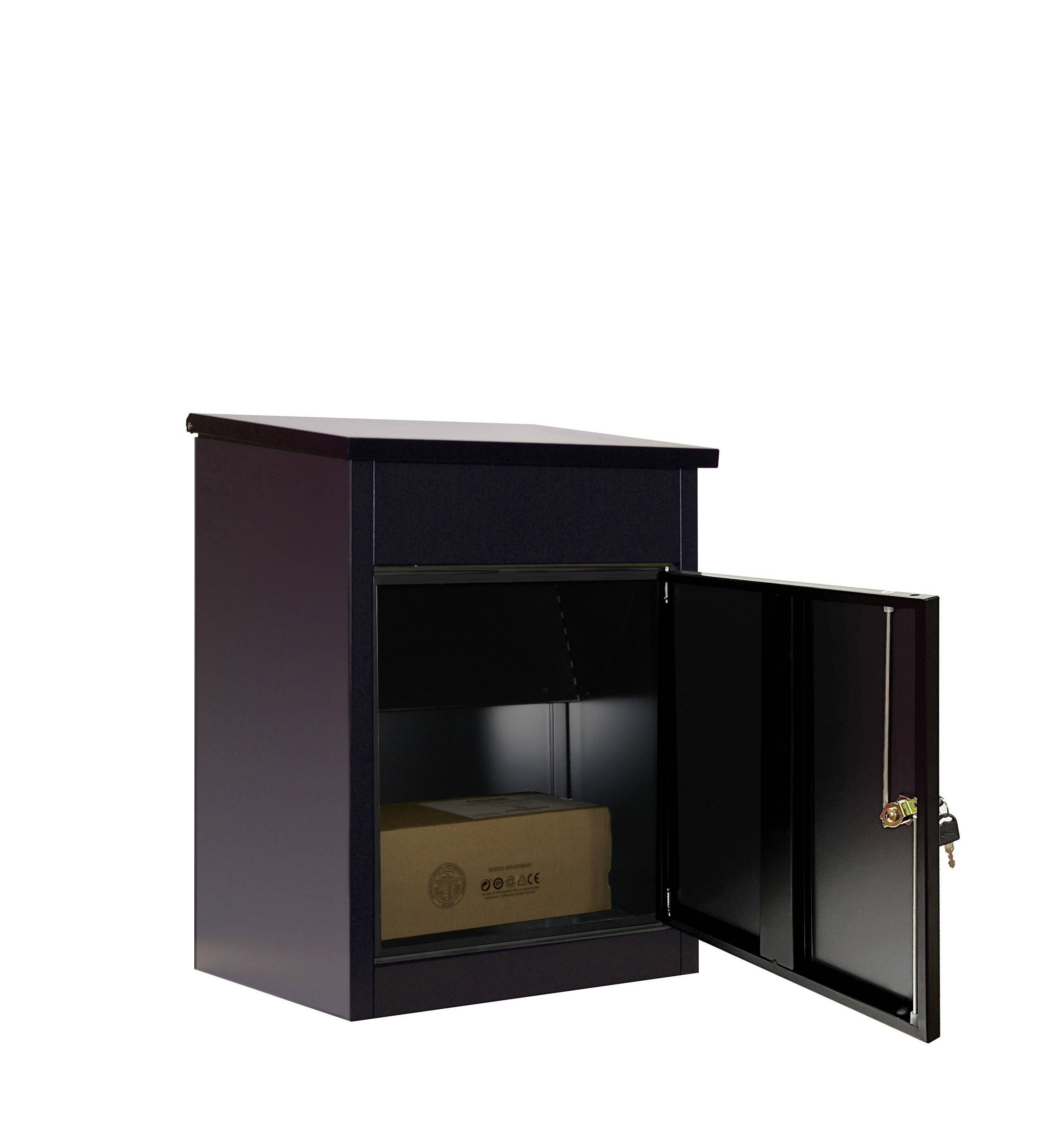 Phoenix PB0581BK Paketbriefkasten Stahl verzinkt Schwarz Schlüsselschloss